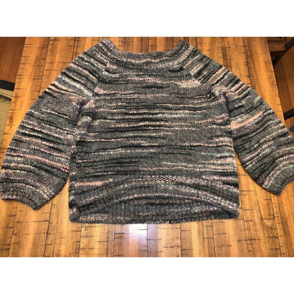 Express Tricot Small Sweater Pullover Cotton Multi Color Long Sleeve Crew Neck
